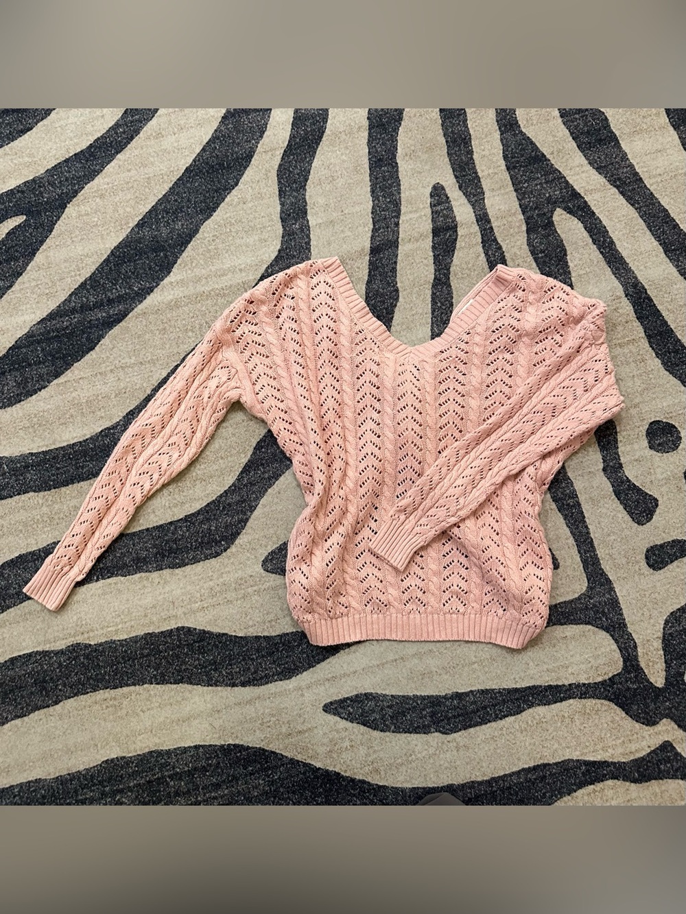 Francesca's Open-Knit Blush Sweater